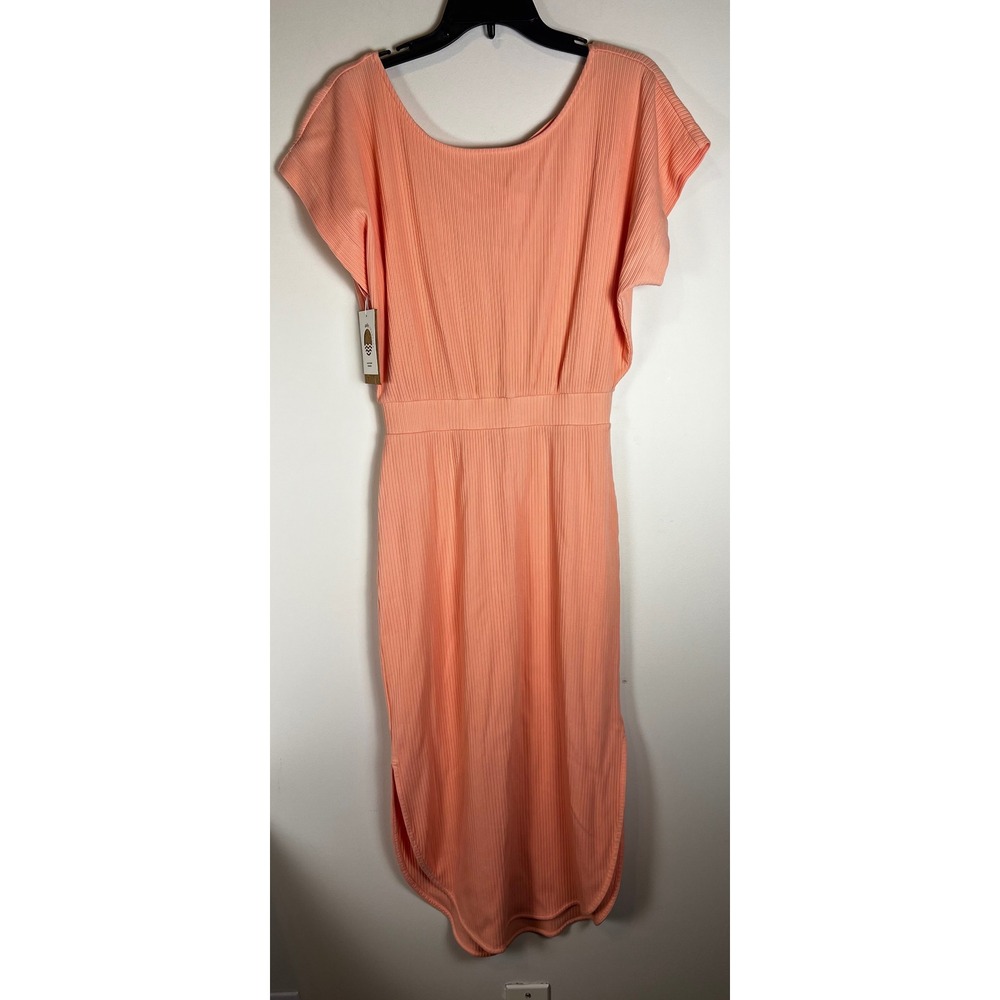 Daily Practice Anthropologie Ribbed Knit Maxi Dress Pink Rose‎ Cap Sleeve XS NWT